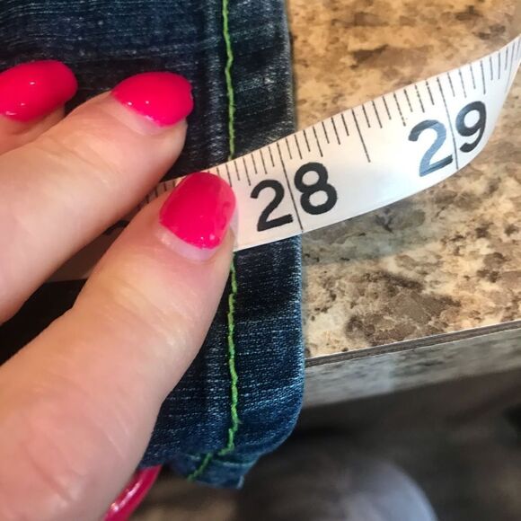 So Girls Blue Jean Capris with Green Trim Size 16 - Picture 9 of 9